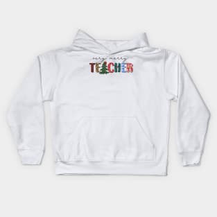 Very Merry Teacher Buffalo Plaid Teacher Christmas Gift Kids Hoodie